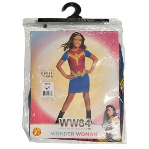 WW84 Wonder Woman Costume Size M 8-10 Blue Red Gold Dress And Tiara Rubies New